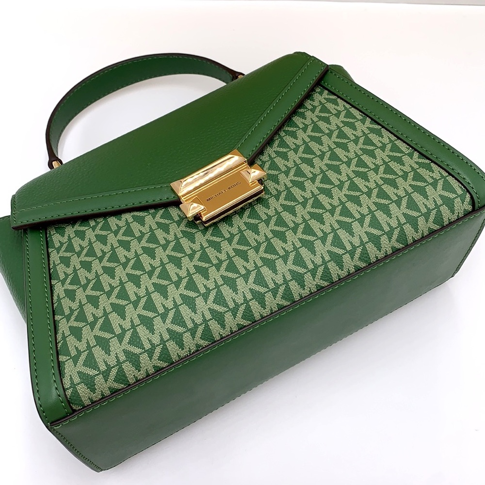 MICHAEL KORS
Whitney Medium Flap Top Handle Satchel Fern Green signature color - Picture 14 of 14